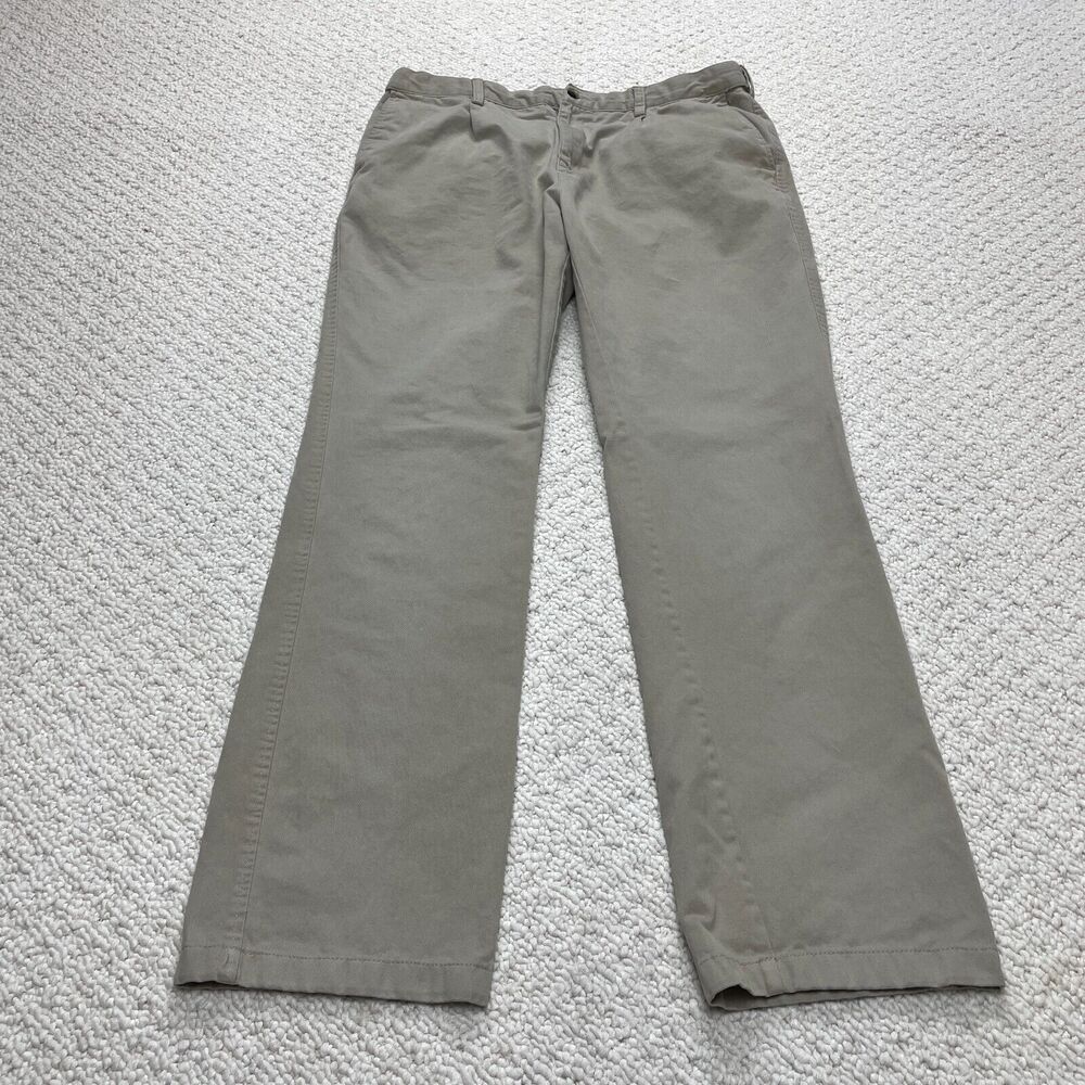 Cotton Traders Pants Mens 36 Antique Beige Khakis Straight 36x32 Cotton Chino